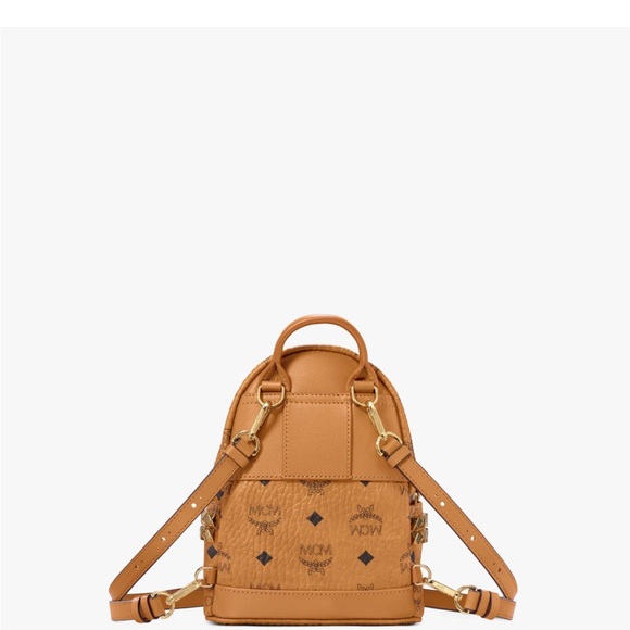 MCM Stark Bebe Boo Backpack in Visetos. Size X-Mini, Color - Cognac | COGNAC - Picture 5 of 8
